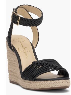 Jessica Simpson Black Wedge Sandal with Ankle Strap